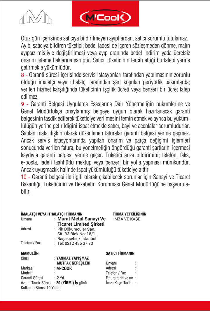 MCOOK Kullanım Klavuzu